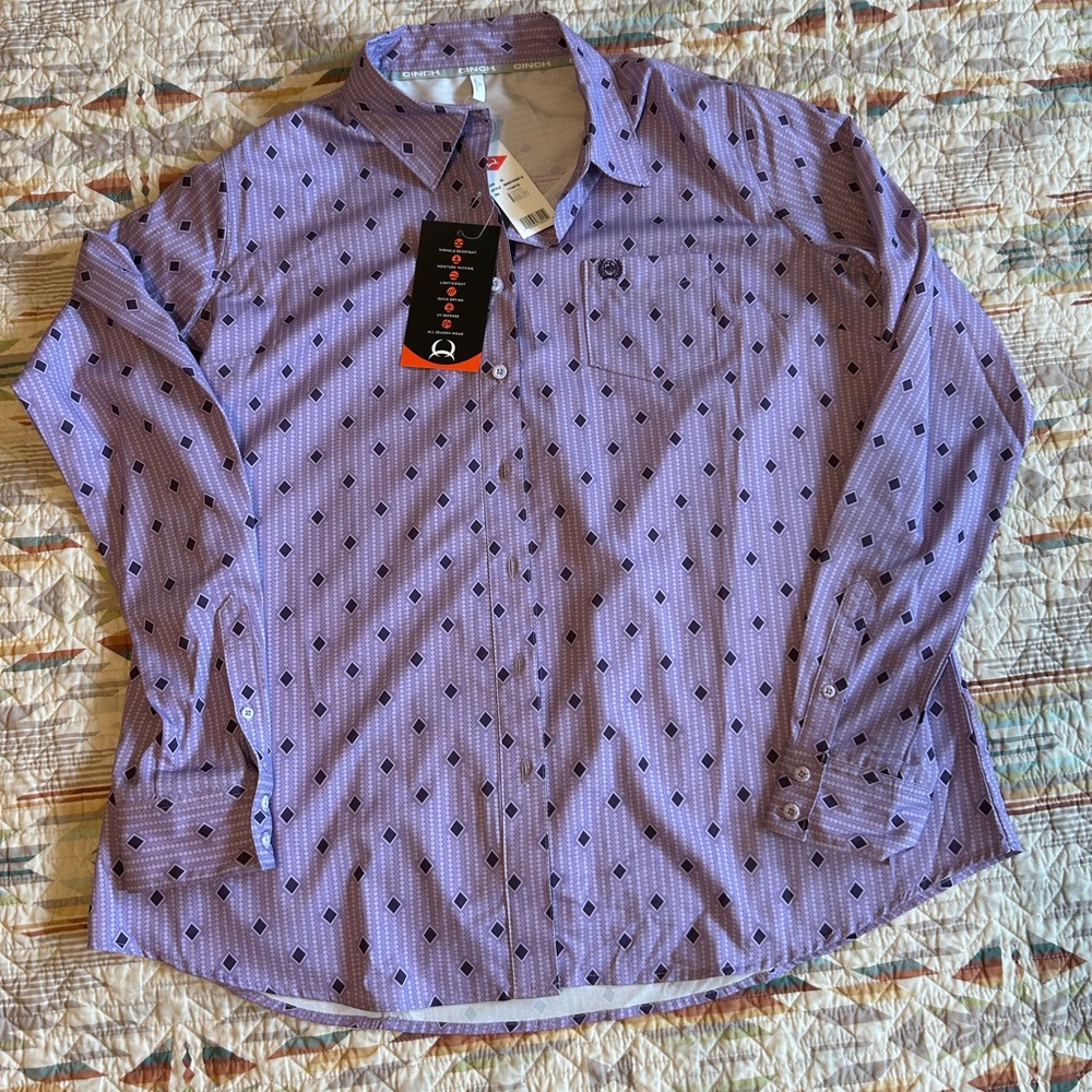 Cinch Women’s  Purple Geometric Button Down Shirt